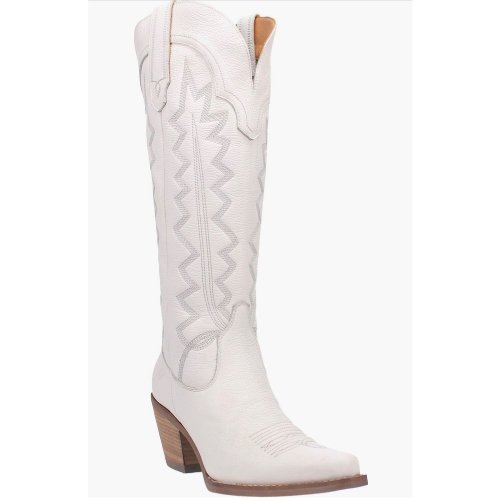 Dingo Knee High‎ Western Boot in White Leather – Size 7 New